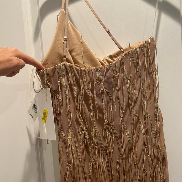 Juniors Honey and Rosie Fringe Sequin One-Shoulder Bodycon Midi Dress - Picture 5 of 12